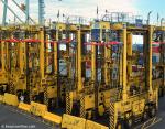 ID 1878 PORT OF AUCKLAND, NZ - Straddle carriers briefly parked up during a shift change, Axis Fergusson Container Terminal.